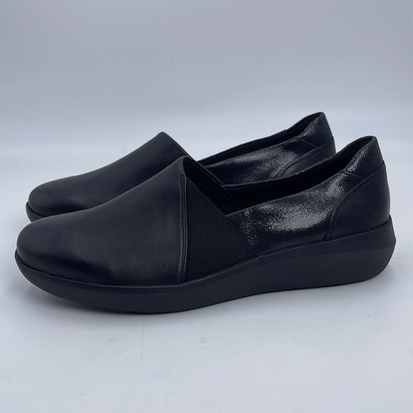 Clarks Shoes Clarks Kayleigh Step Black Leather Slip On Shoes